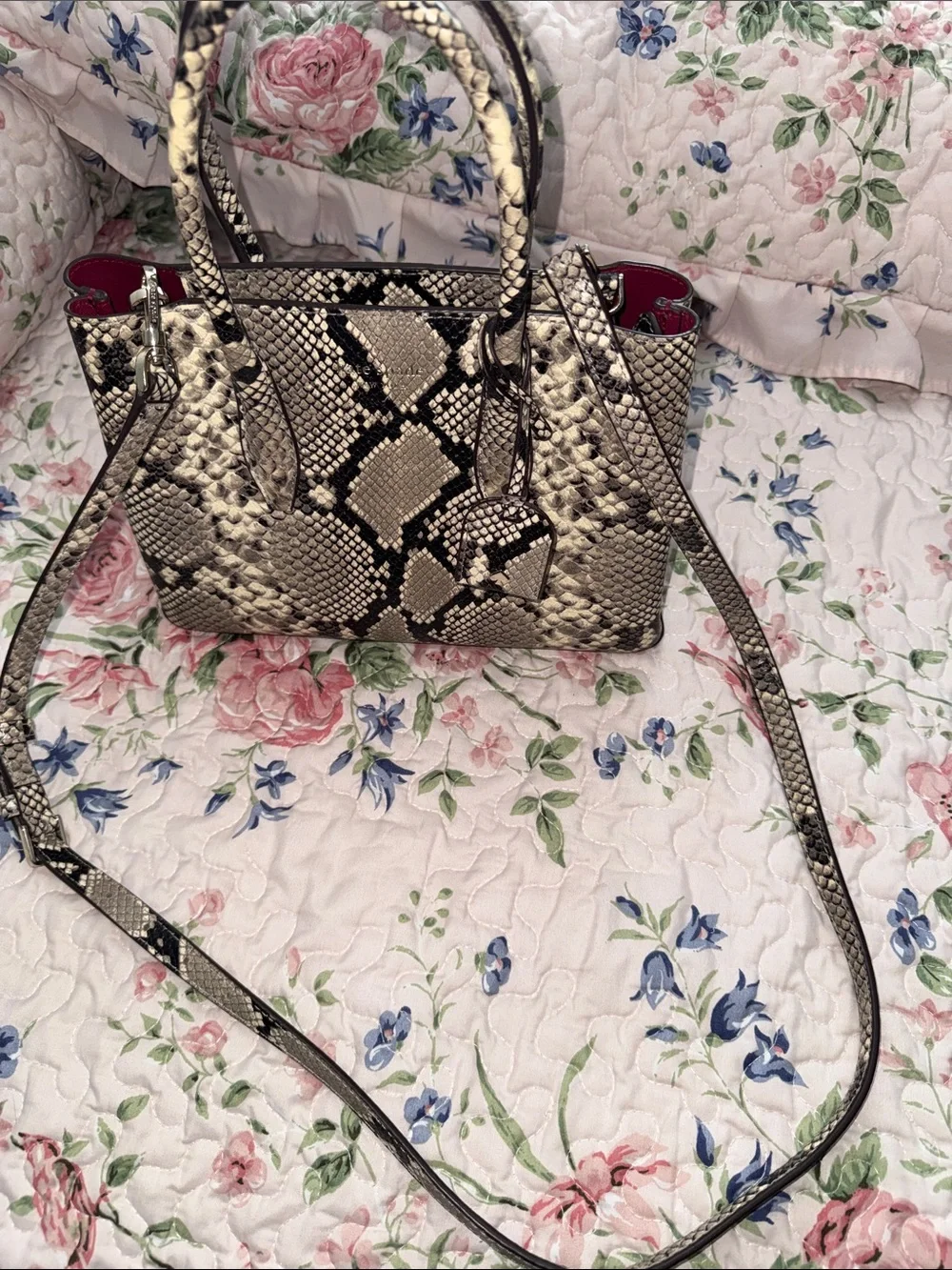 kate spade Python-Print Tote in Black and Cream with Matching Wallet
